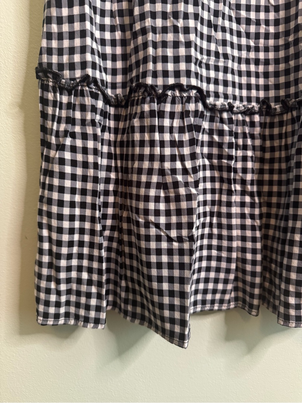Sleeveless Black and White Gingham Ruffle Dress (XL) - Picture 5 of 5